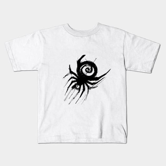 Black spider Kids T-Shirt by Mzerart